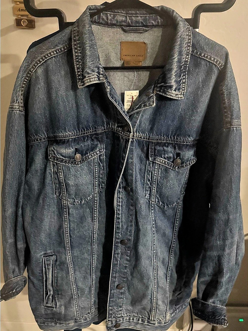 American Eagle AE Super Oversized Denim Jacket Blue XL NWT